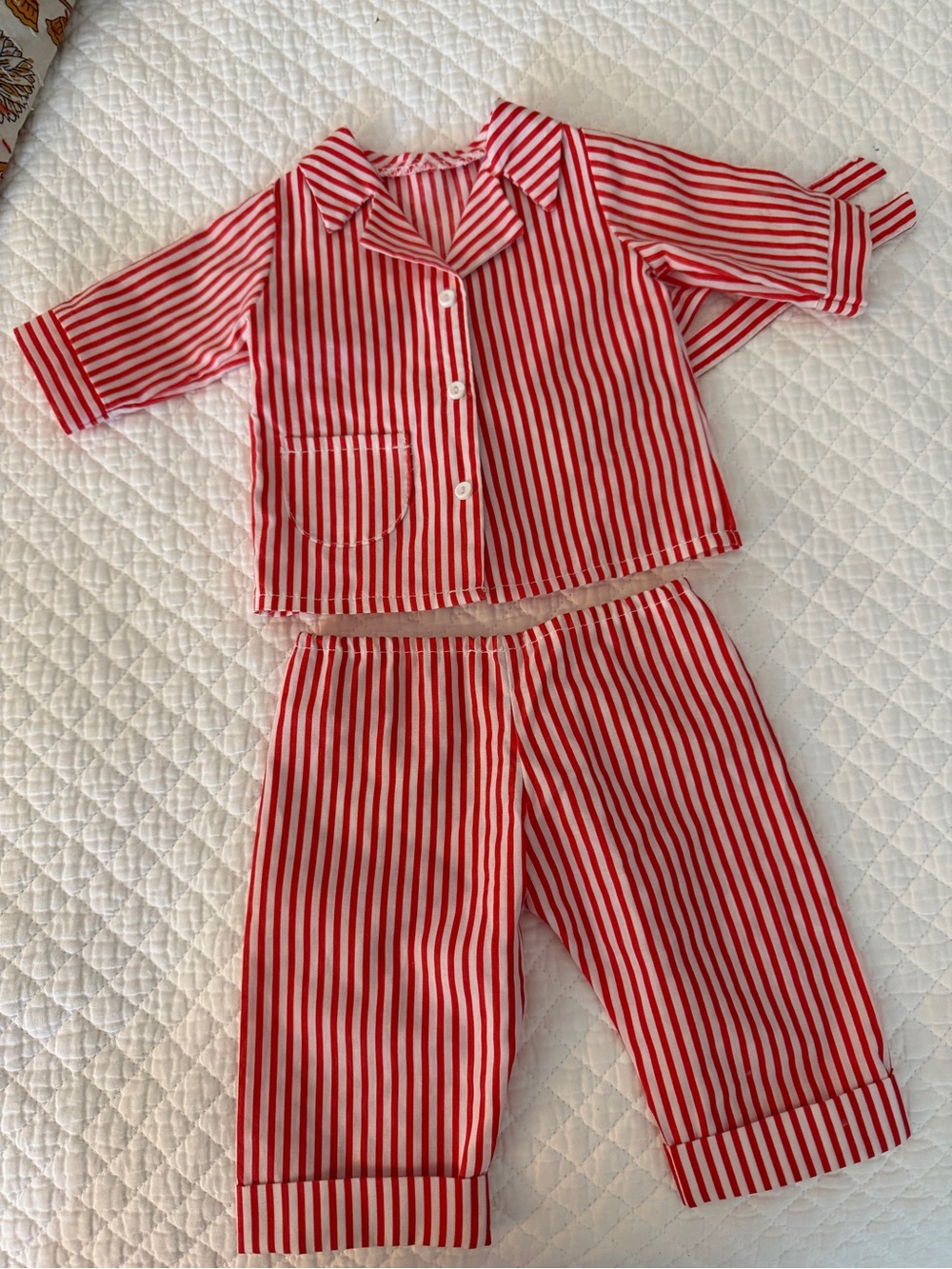 Red Stripe doll pyjamas